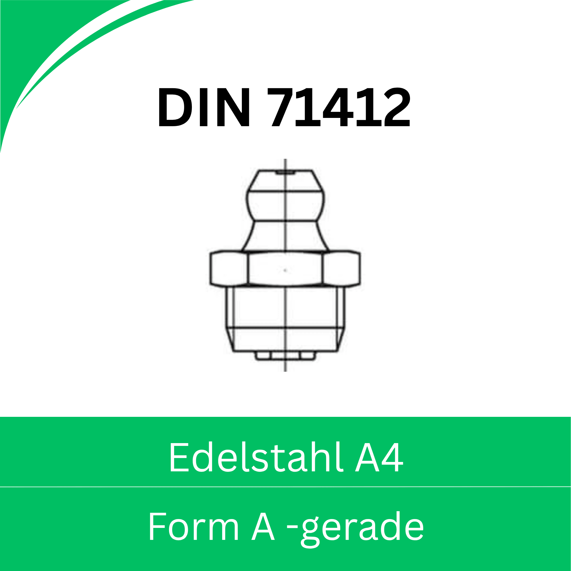Bild von DIN 71412 ➤ Sechskant - Schmiernippel (Form A - gerade) - Edelstahl A4